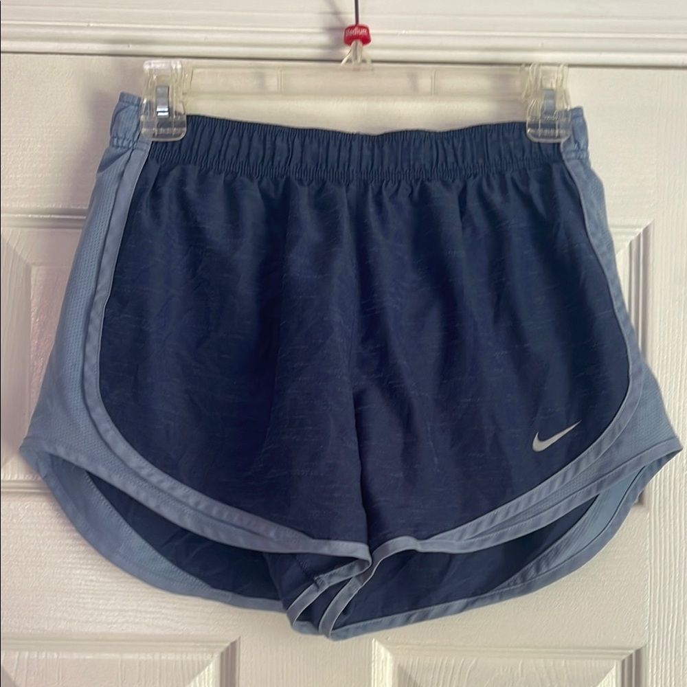 Nike Women's Athletic Shorts - Navy and Light Blue